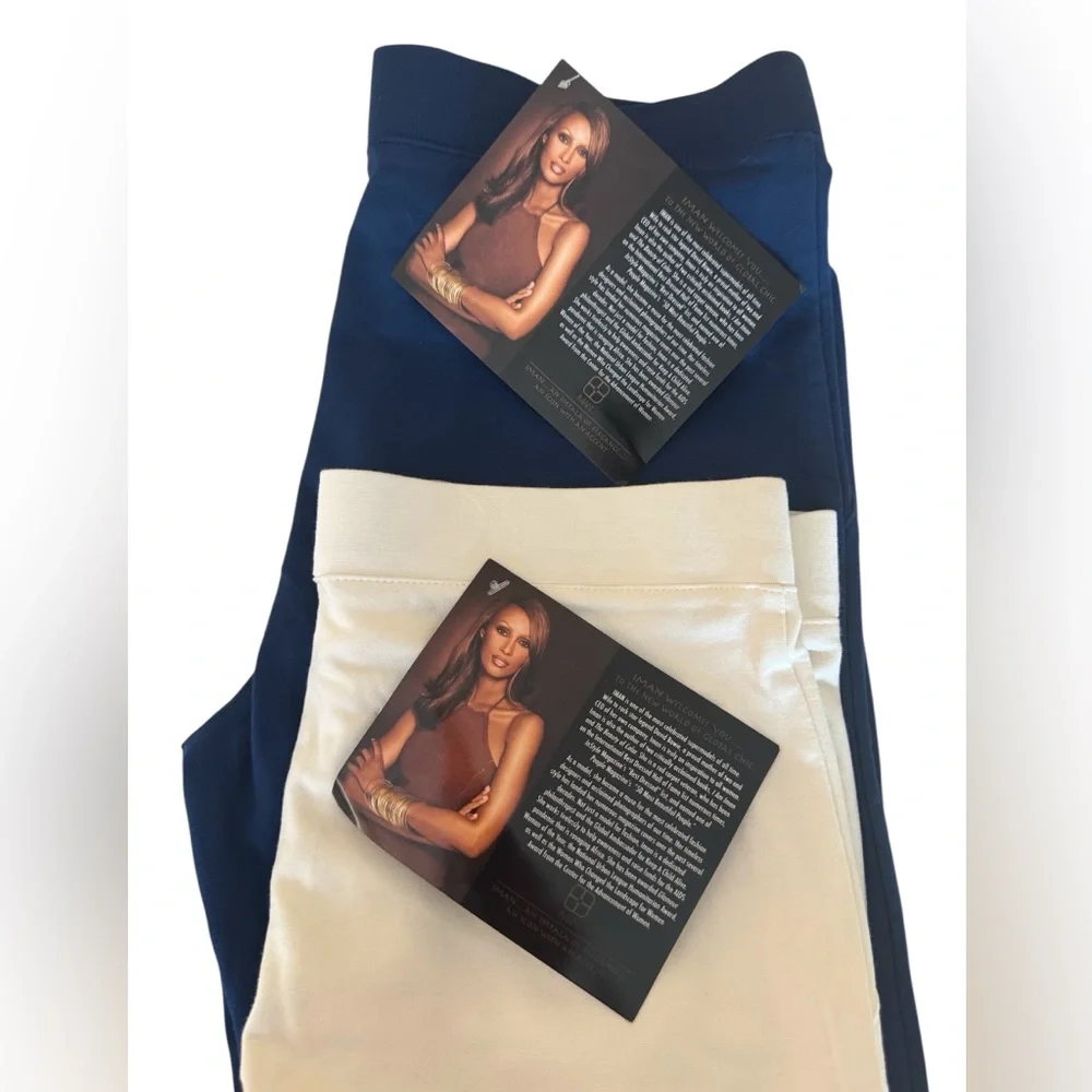 IMAN Global Chic Pants Lot 2 NWT Women’s Small Short Stretch Navy White QVC - Picture 3 of 12